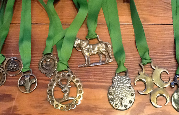 Vintage Horse Brass Medallions on Grosgrain Ribbon