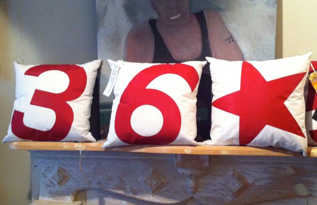 Numbered throw pillows