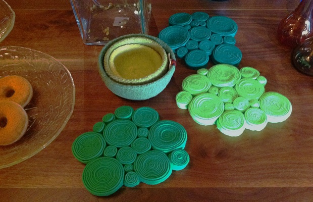 Locally-made felted trivets