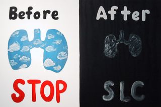 Hand-painted lawn sign