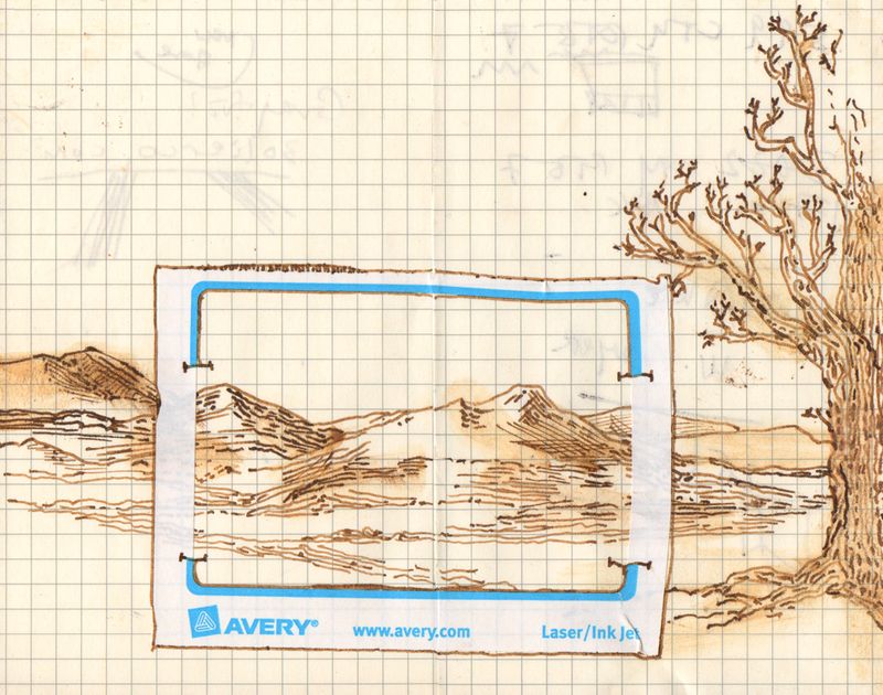 Landscape doodle (pen and ink), Hudson Valley, Moleskin notebook