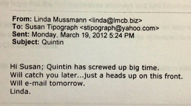 Email from Linda Mussmann to Susan Tipograph