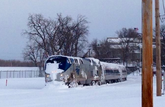 Photo by Maureen Cassidy-Geiger of stalled Amtrak Train in Hudson